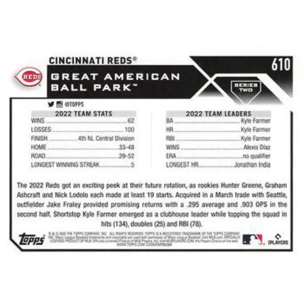 2023 Topps Gold Star Gold Star Cincinnati Reds Team Card 610 Cincinnati Reds